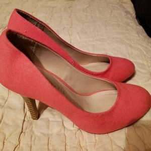 Coral Canvas Heels